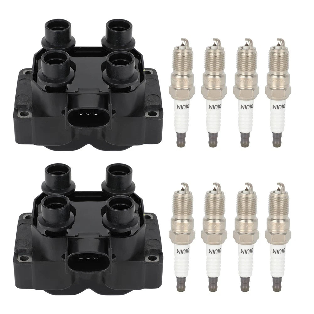 Set of 2 Ignition Coils & 8 Spark Plugs for Ford Ranger (1988–1997)