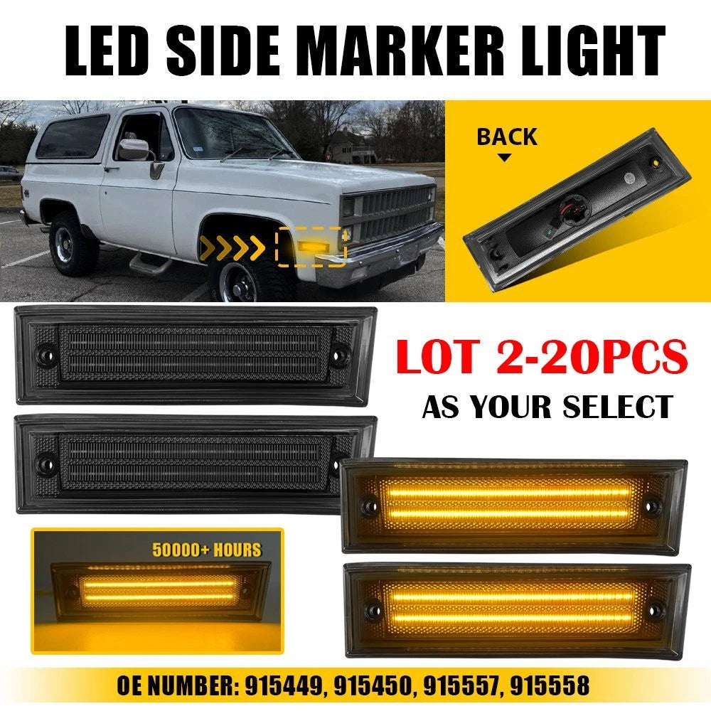 2X LED Front Light Marker for Chevy GMC C10 C20 C30 Blazer C/K (1981–1986)
