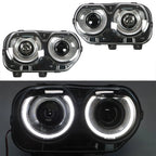 Set of 2 Black Halogen Headlights for Dodge Challenger (2015â2018)