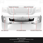 Chrome Front Bumper Face Bar w/ Foglight Holes for Nissan NV3500 (2012–2021)