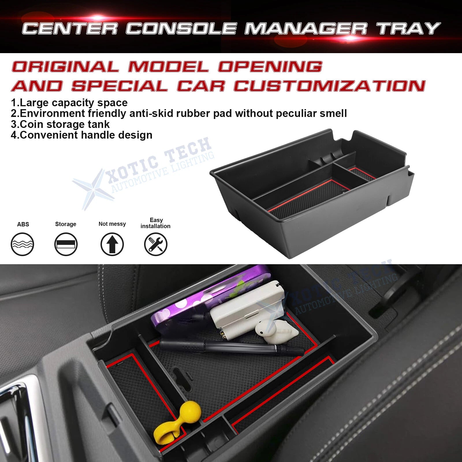 Console Armrest Box Storage Tray Holder for Hyundai Sonata N-Line (2020-2023)