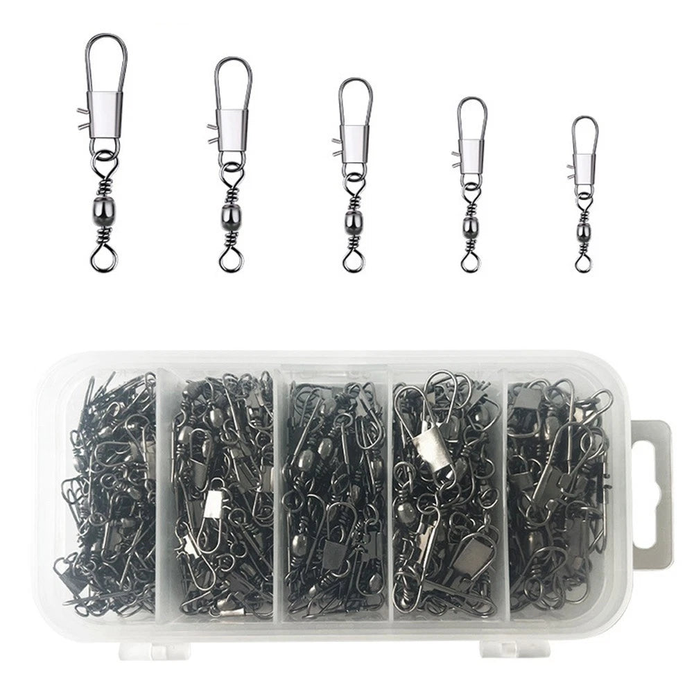 200pcs Fishing Swivels Hook Connectors for Rivers Lakes Marine Use