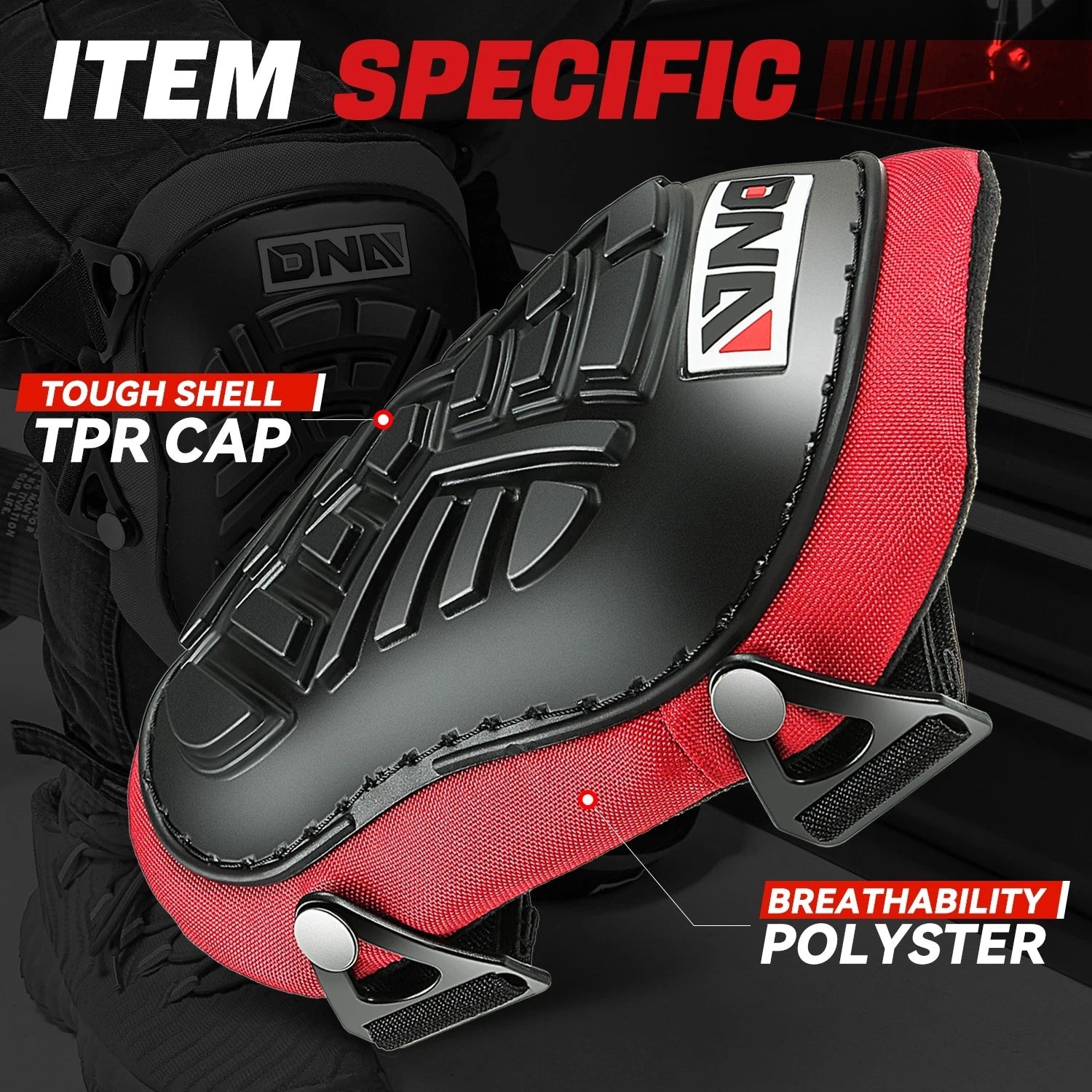 Pair Hard Shell Knee Pads with Adjustment Straps for Work Protection