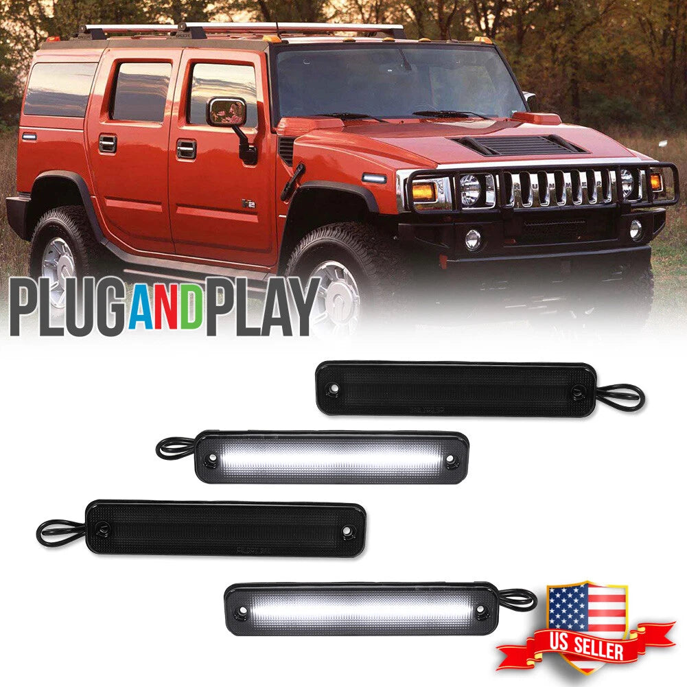 Set of 4 Smoke LED Side Fender Marker Lights for Hummer H2 (2003–2009)