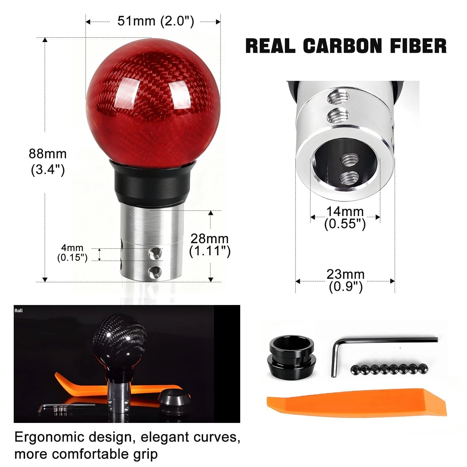 Carbon Fiber Gear Shift Knob for Automatic and Manual Vehicles