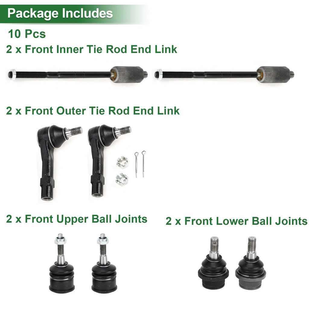 8pcs Front Suspension Kit Inner Outer Tie Rod End Ball Joint for Ford Explorer (2011–2021)