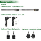 8pcs Front Suspension Kit Inner Outer Tie Rod End Ball Joint for Ford Explorer (2011–2021)