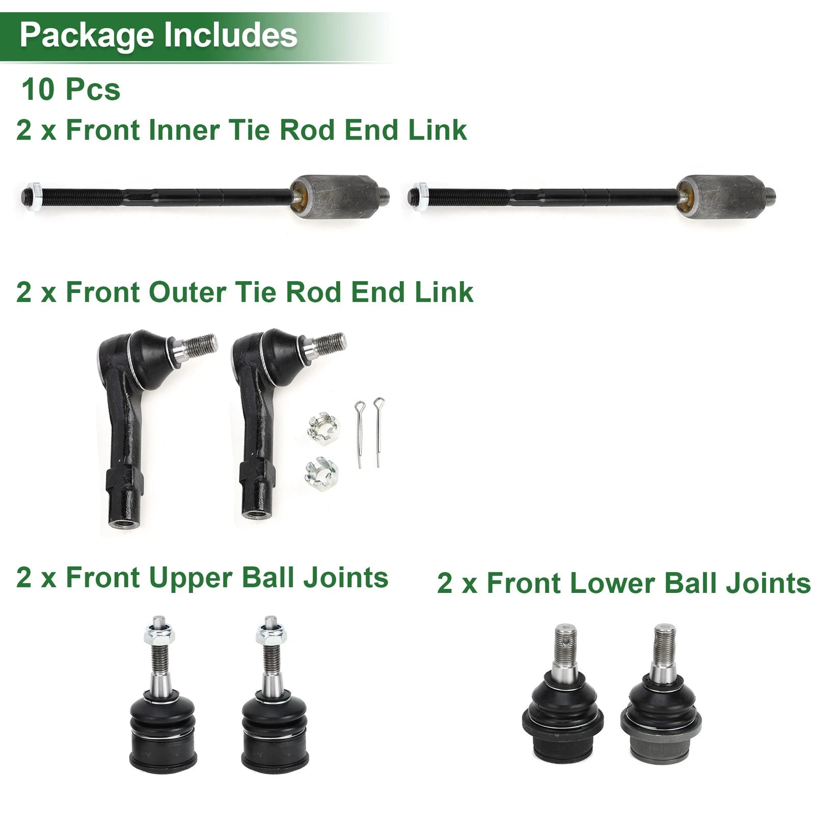 8pcs Front Suspension Kit Inner Outer Tie Rod End Ball Joint for Ford Explorer (2011–2021)