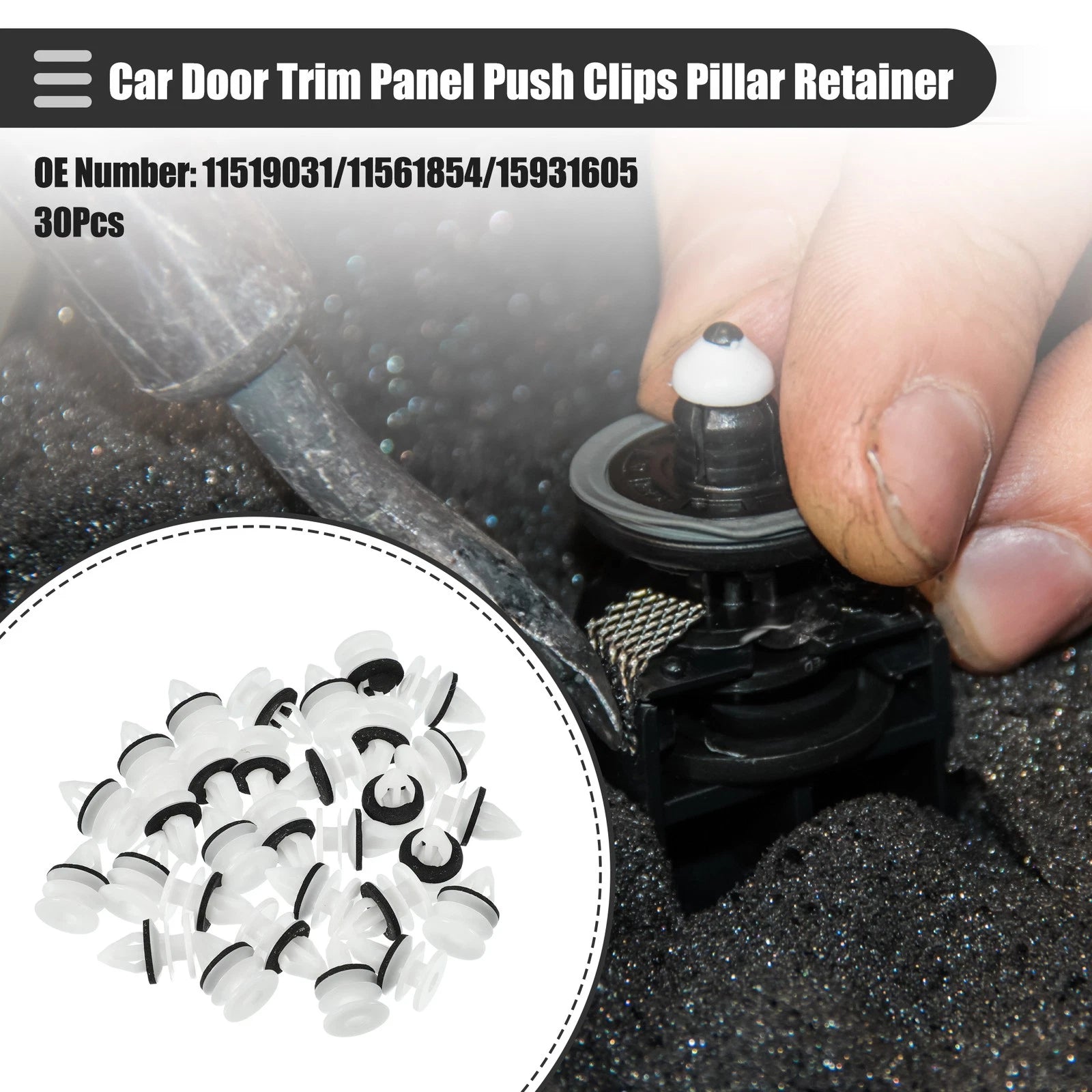 30 Pcs Door Trim Panel Push Clips Retainer for Chevrolet (No. 11519031)