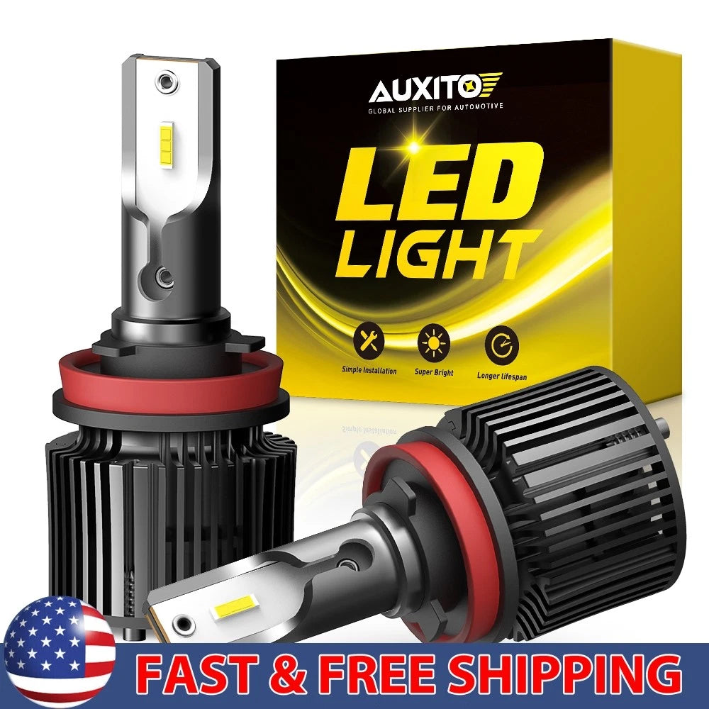 Set of 2 LED Headlight Bulbs for H11 Vehicles (6000K White)