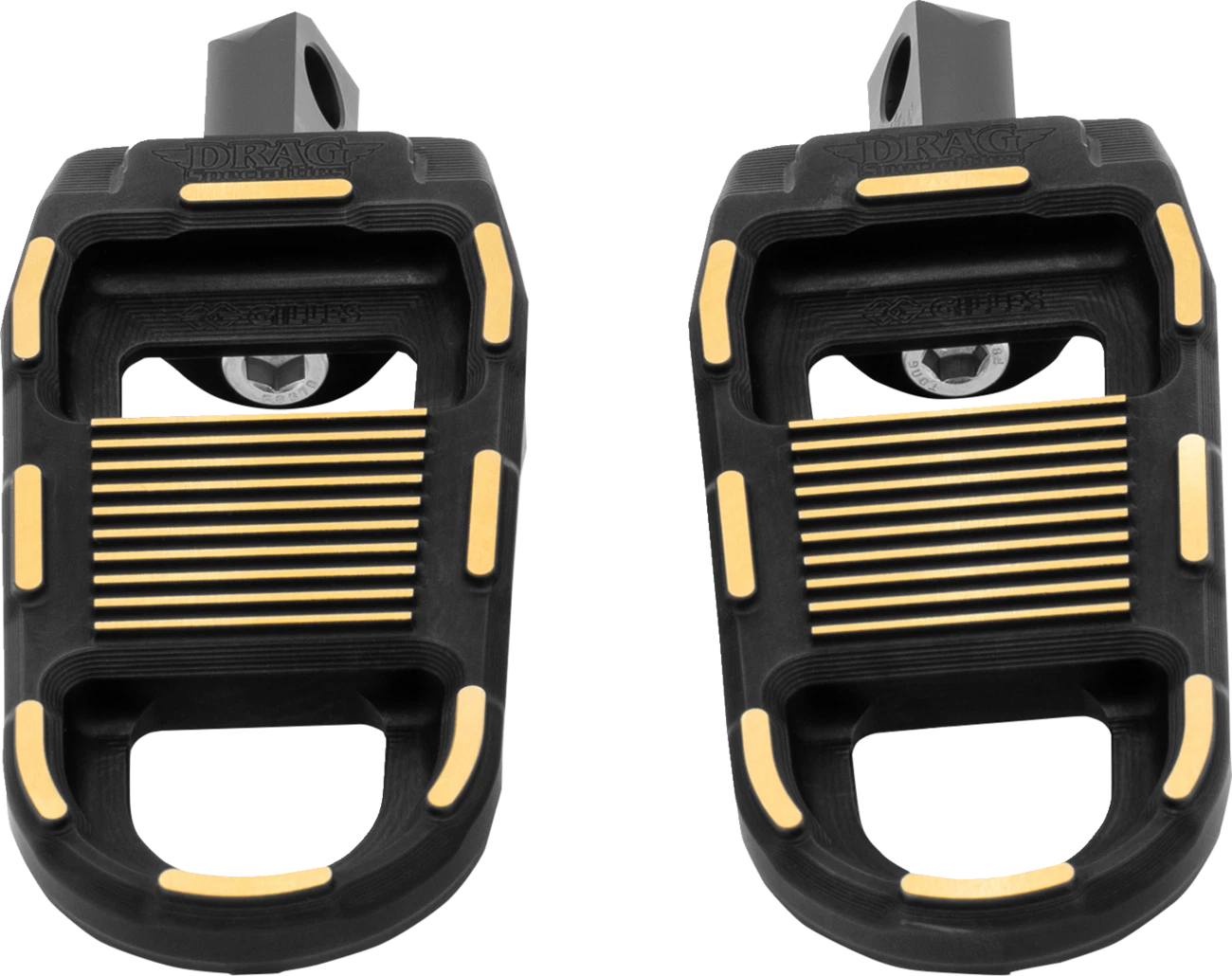 Adjustable Foot Pegs for Drag Specialties (Black/Gold)