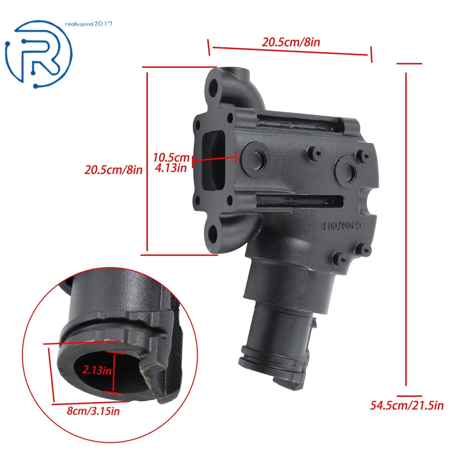 Exhaust Manifold Riser Elbow 864591T02 for Mercruiser V6 (4.3, 5.0, 5.7)