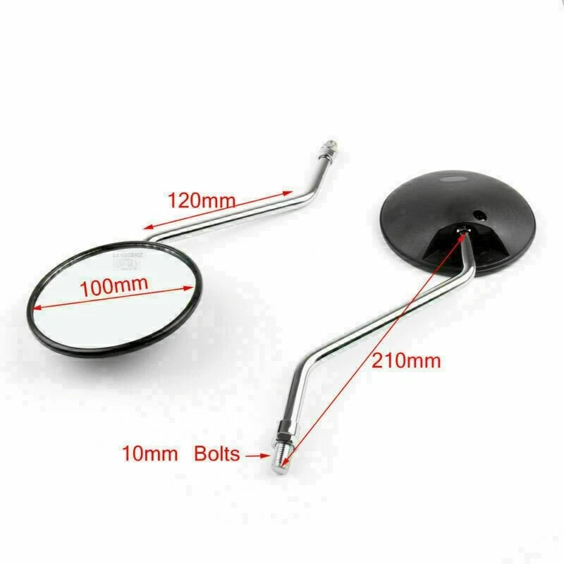 10mm Black Rear Side View Mirrors for Honda XR250 XR400 XR600 TLR200 XL100
