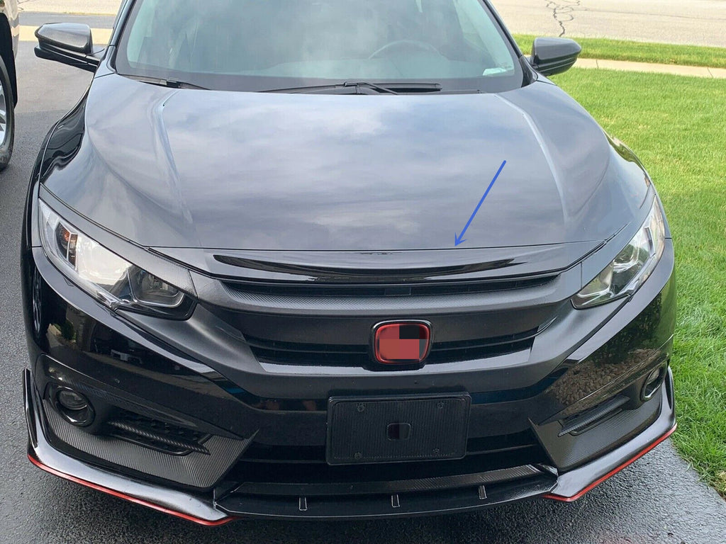Front Hood Bumper Upper Trim for Honda Civic (2016–2021) Gloss Black