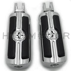 Chrome Gear Skull Footpegs for Harley FXBB FXBR FXBRS FXLR (2018–2023)