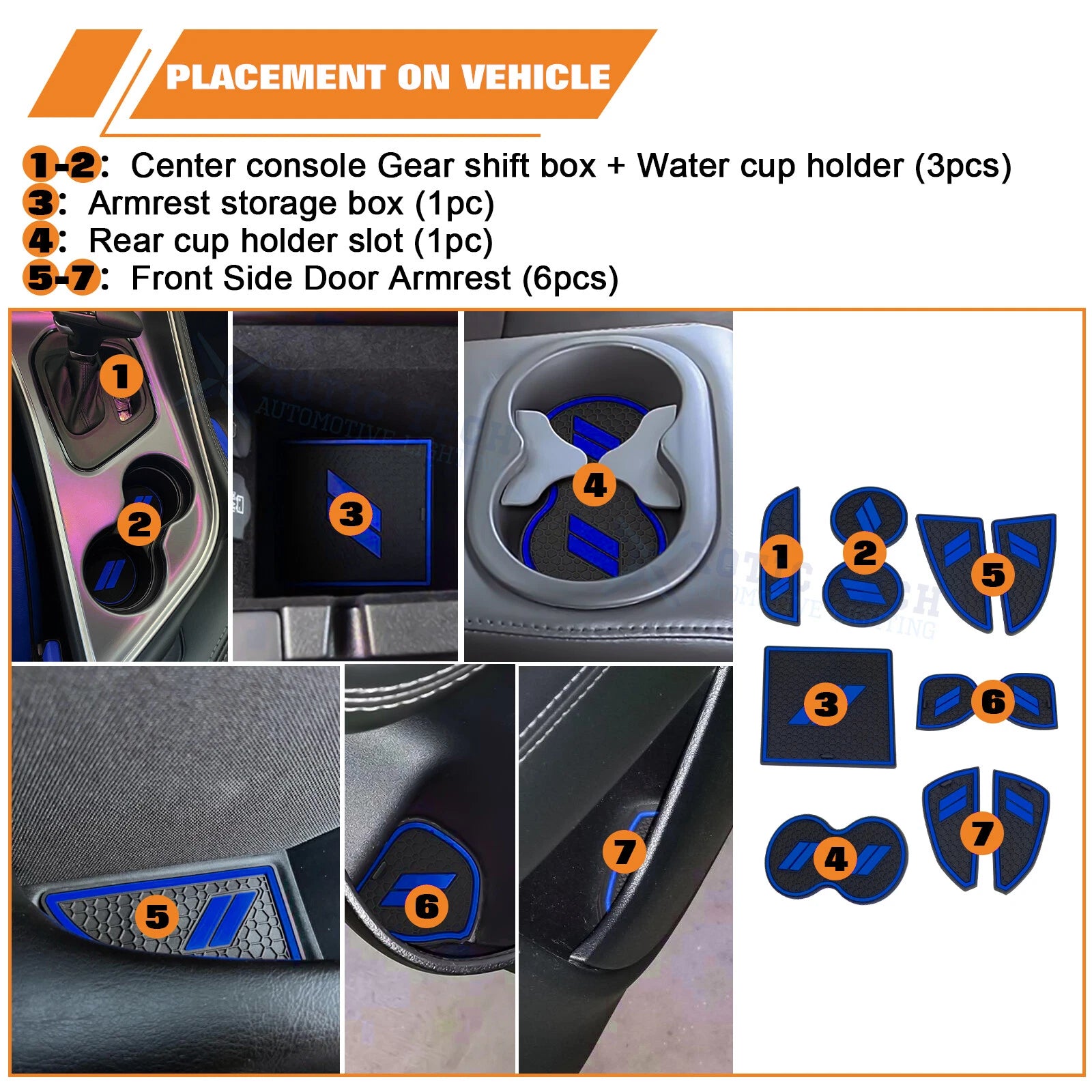 Soft Blue Car Interior Anti-Dust Mats Accessories for Dodge Challenger (2015-2023)