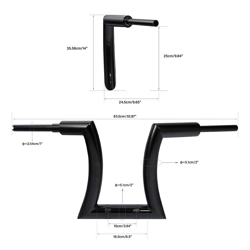 2X 14'' 16'' 18'' 20'' Rise 2'' Ape Hanger Handlebar for Harley Sportster