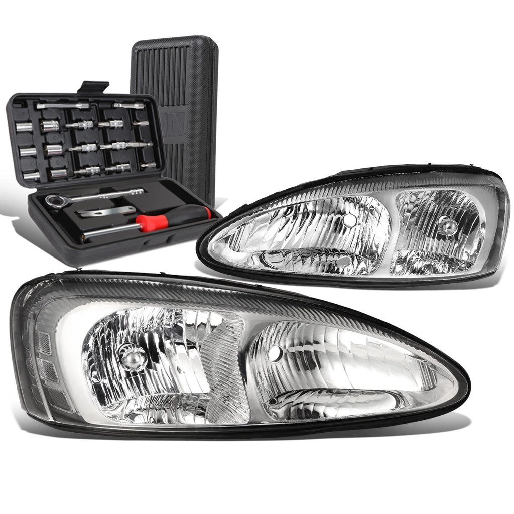 Pair Chrome Clear Side Headlight Lamps for Pontiac Grand Prix (2004–2008)