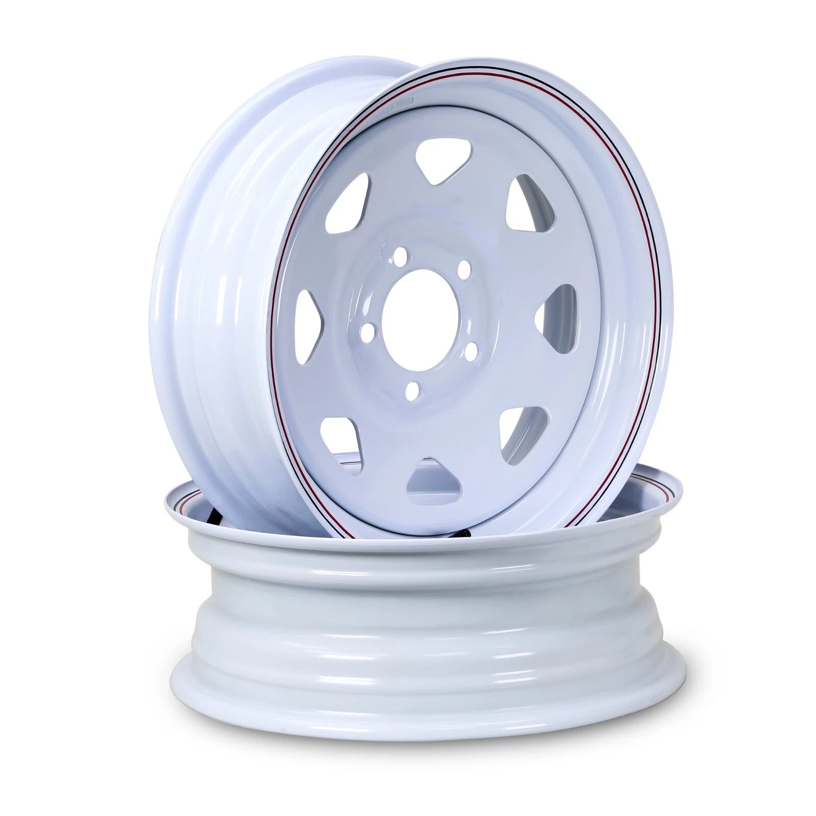 Set of 2 Libra 15 x 5 Trailer Wheels 5 Lug 5" Bolt Pattern White Spoke