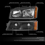 Headlight Assembly for Chevy Avalanche Silverado (2003–2007) Carbon Fiber Pattern