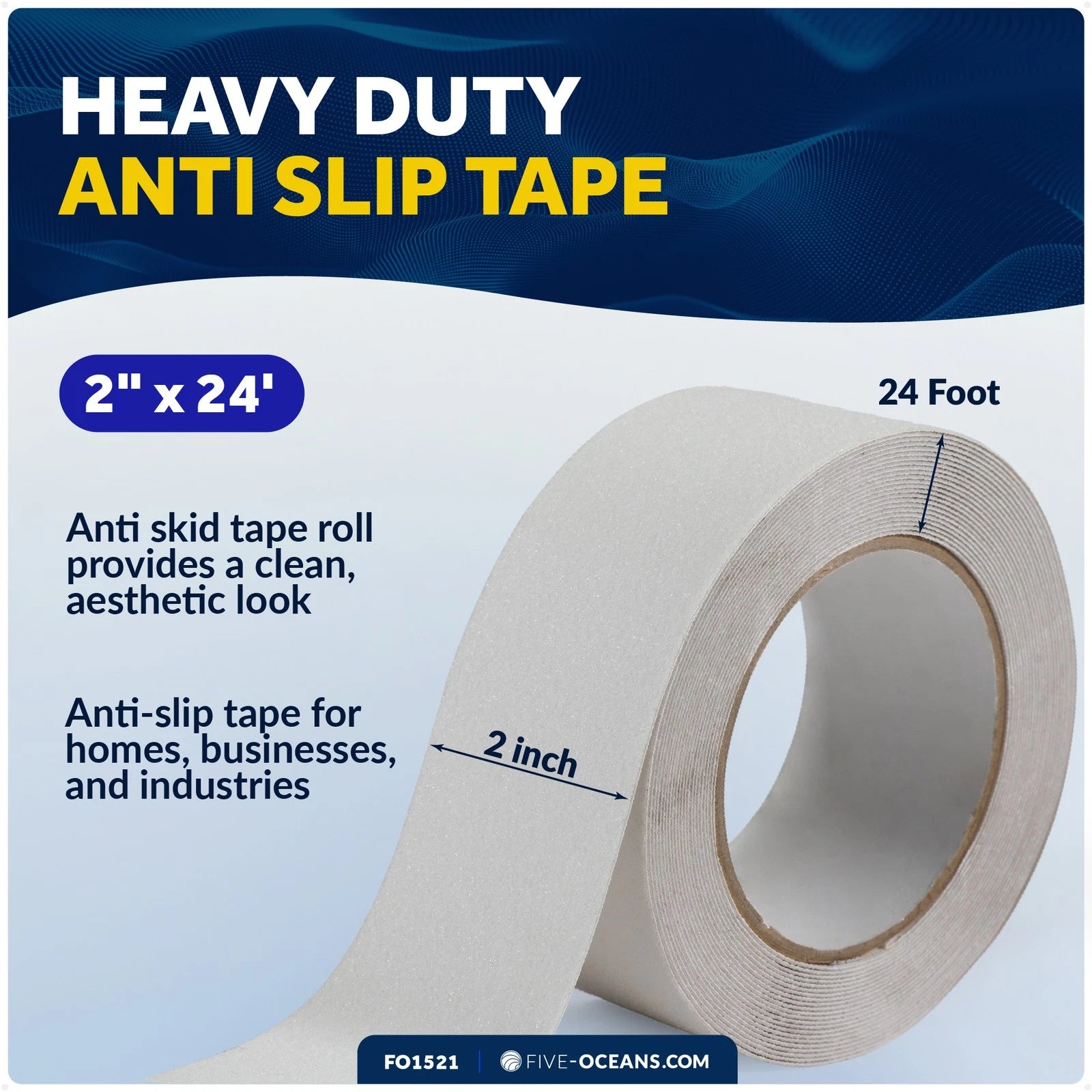 2" x 24' Anti Slip Grip Non Skid Tread Tape for Marine (FO1521)
