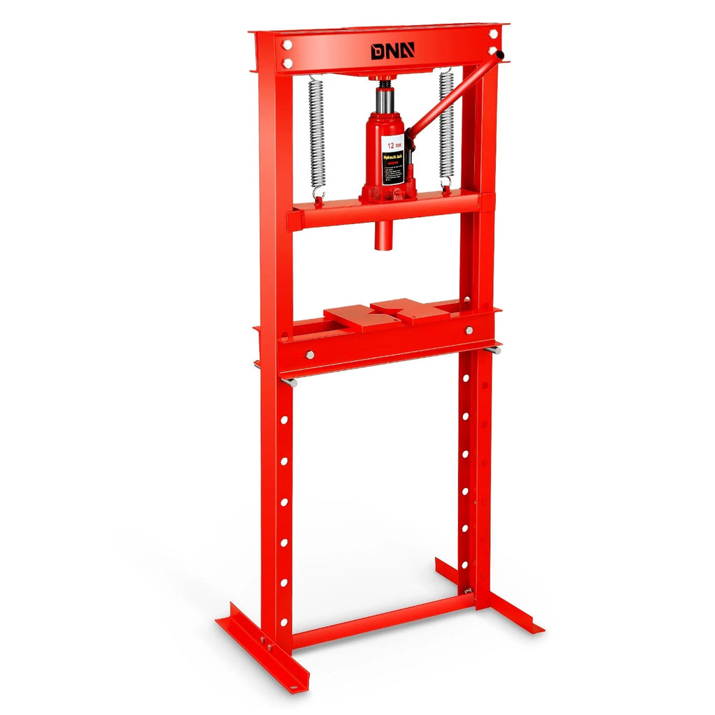 Adjustable Steel H-Frame Hydraulic Floor Press for Garage (12 Ton, 26400 lbs)