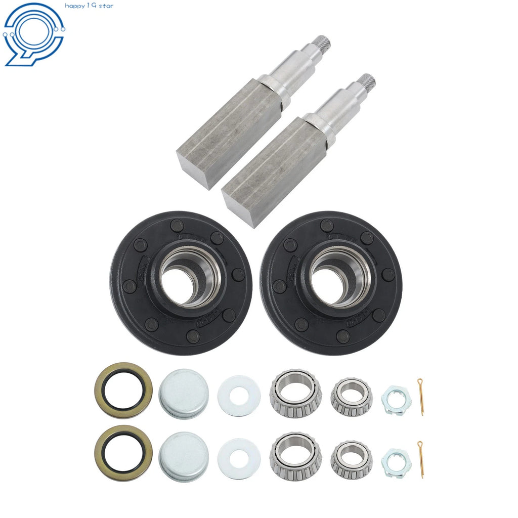 Set of 2 Square Spindles for 7000 lbs Axle (8 on 6.5" Wheel Hub)