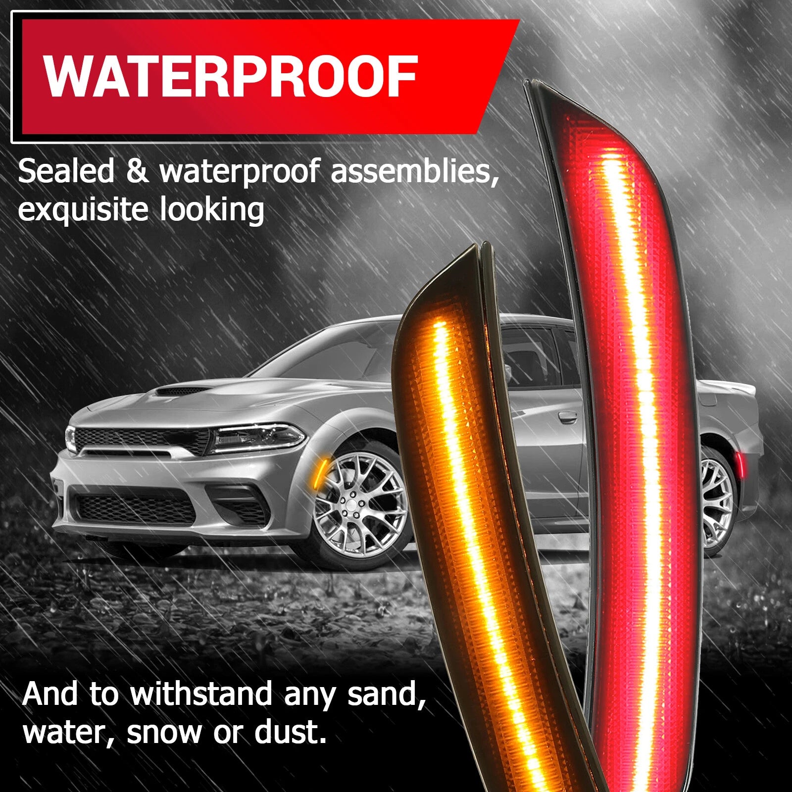 Smoked LED Side Marker Light Lamps for Dodge Charger (2015-2023)
