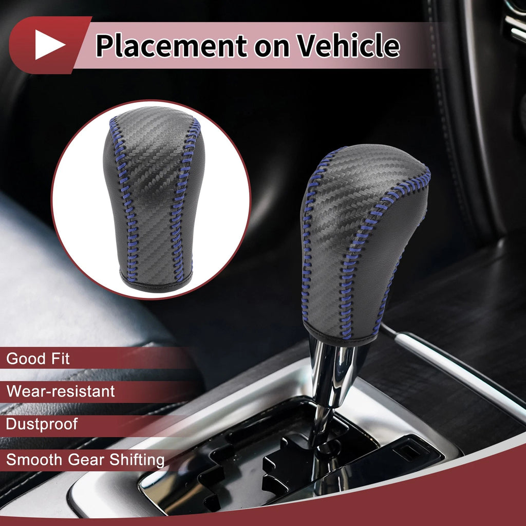 Gear Shift Knob Cover for Mazda CX-5 (2013–2014) Black Blue Faux Leather