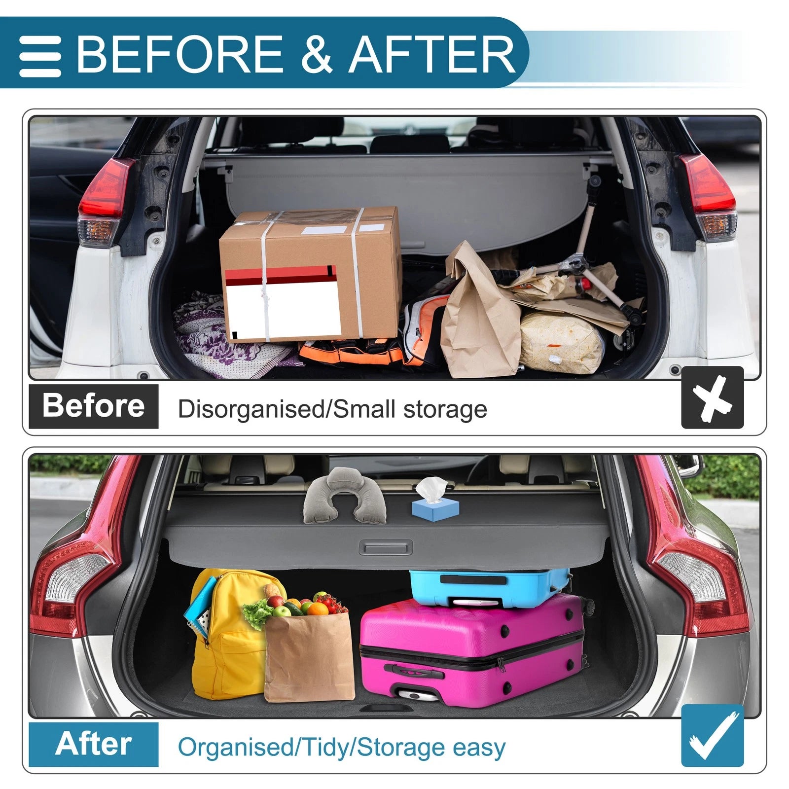 Retractable Cargo Cover for Volkswagen Atlas (2018–2025) Black