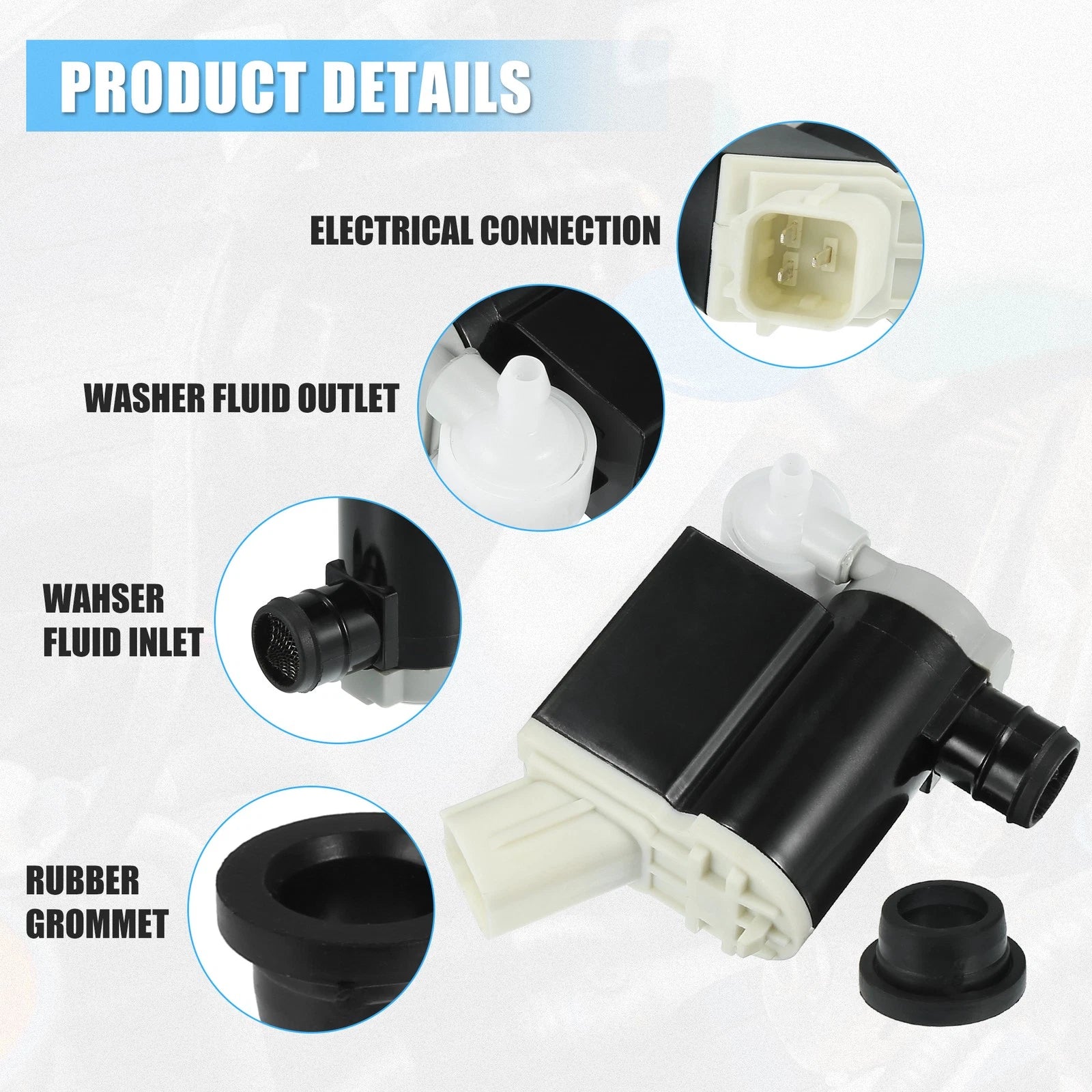 Windshield Washer Motor Pump for Hyundai Veloster Entourage (2011–2018)