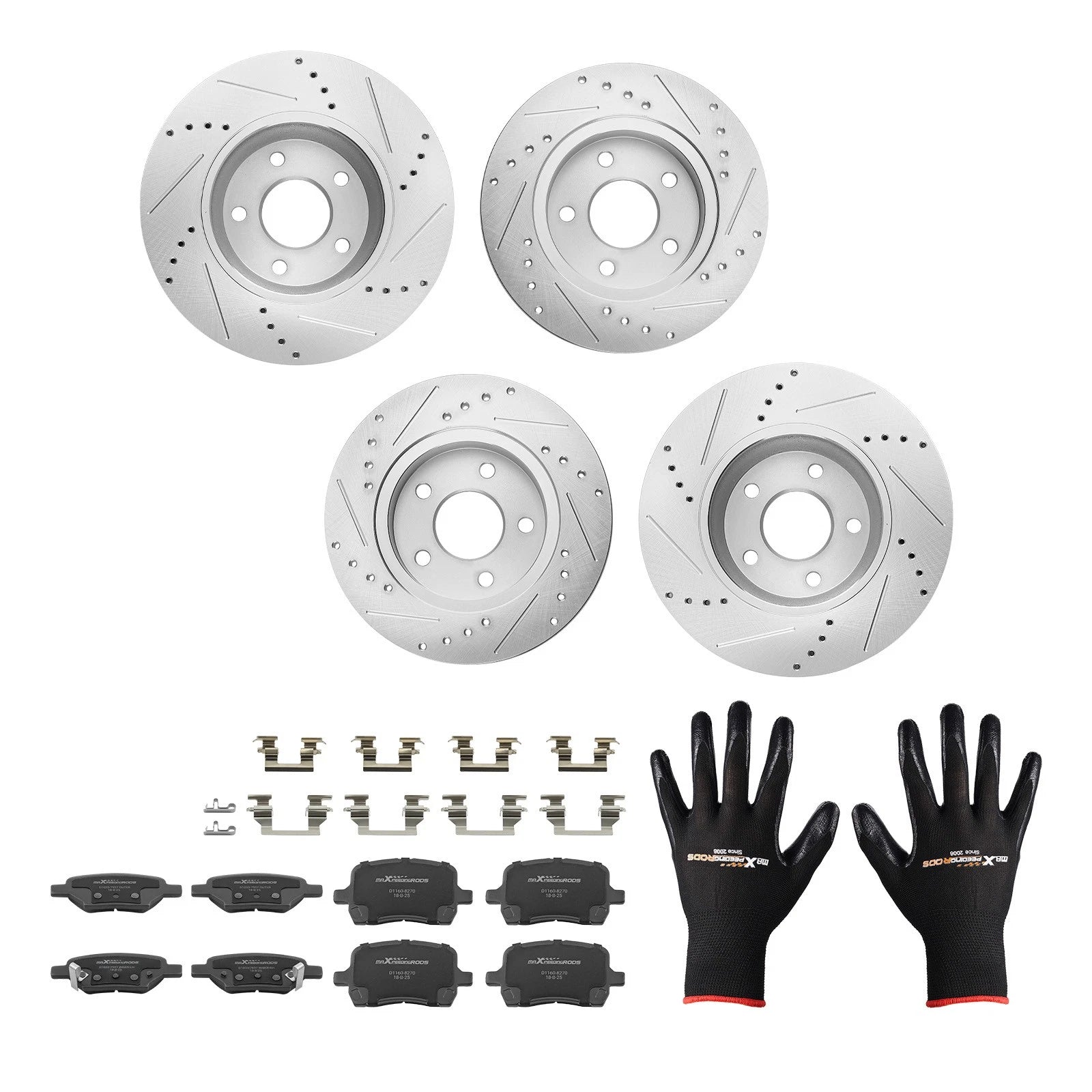 Front & Rear Brake Disc Rotors + Brake Pads for Pontiac G5/G6 (2008–2010)