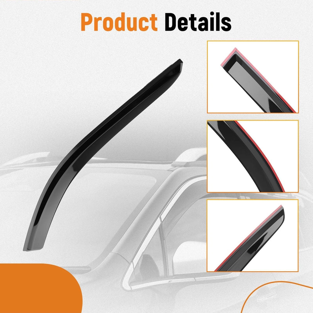 Acrylic Window Visor for Chevy Silverado Crew Cab (2014–2019) Rain Guard Black