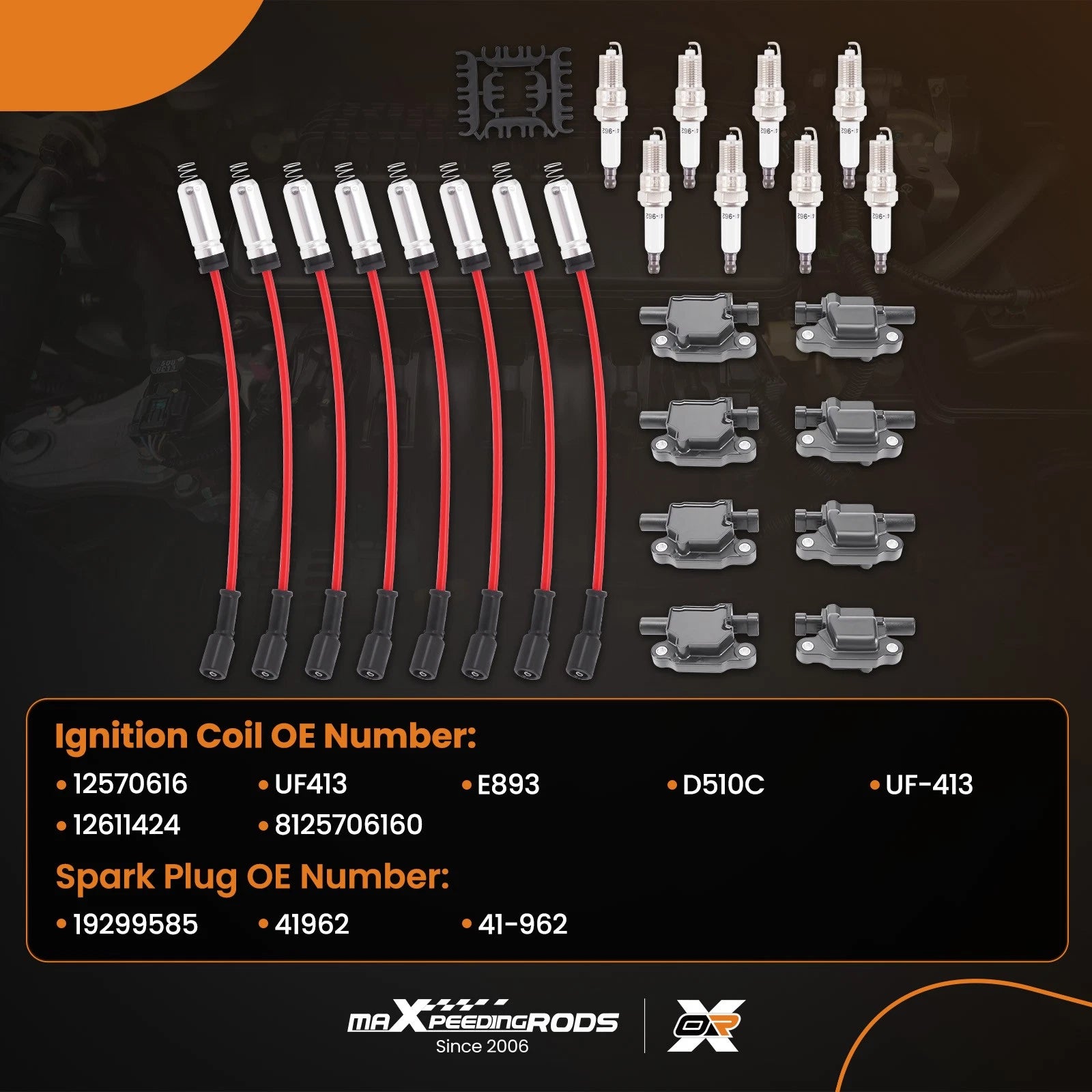 Ignition Coil Spark Plug Wire Set UF413 for Hummer H3 (2008–2010)