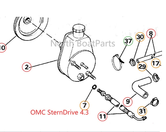 Power Steering Pump for Volvo Penta OMC 5.0 5.7 7.4 8.2 L (3850491)