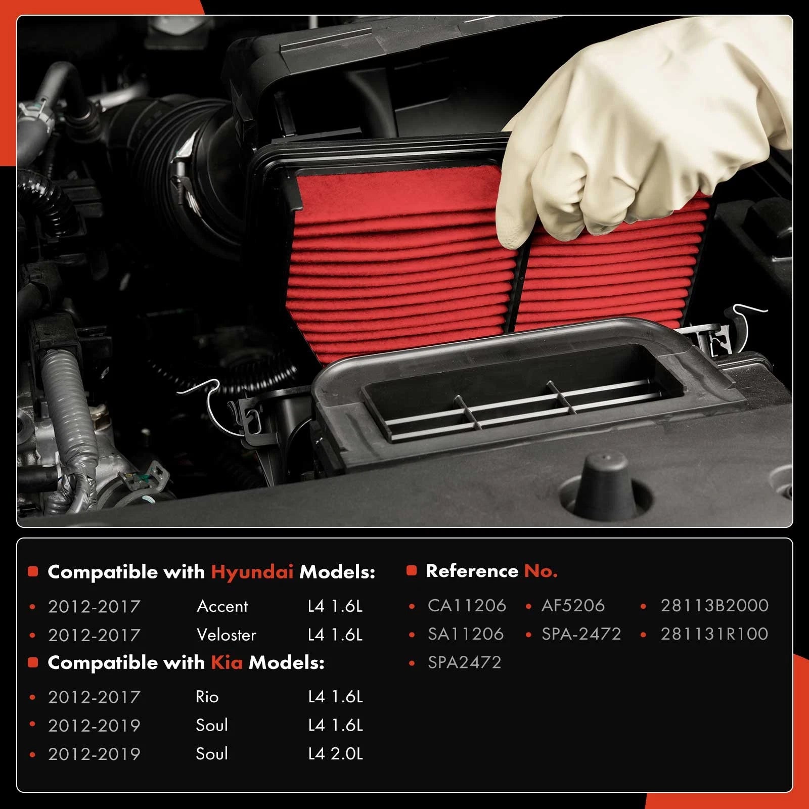 High Performance Engine Air Filter for Kia Soul (2012-2019) Hyundai Accent (2012-2019)