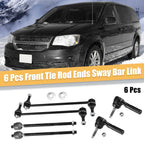 6 x Front Inner Outer Tie Rod Ends & Sway Bar Links for Chrysler Voyager (01-03)
