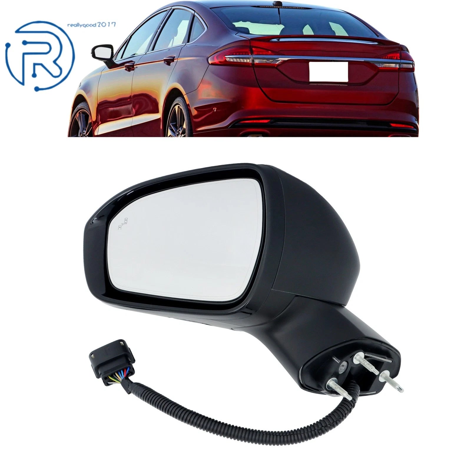 Driver Side Mirror for Ford Fusion (2015–2017) - Memory, 14 Pin