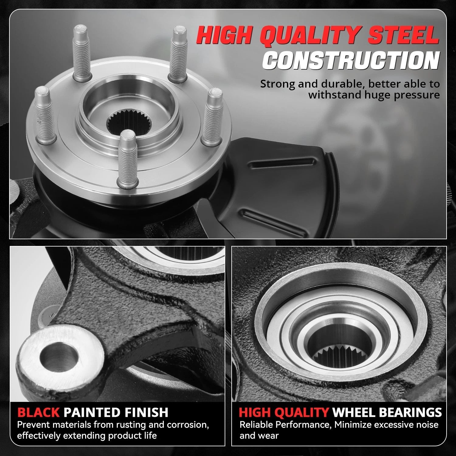 Front Right Side Knuckle & Wheel Hub Bearing for Ford Escape (2001–2012)