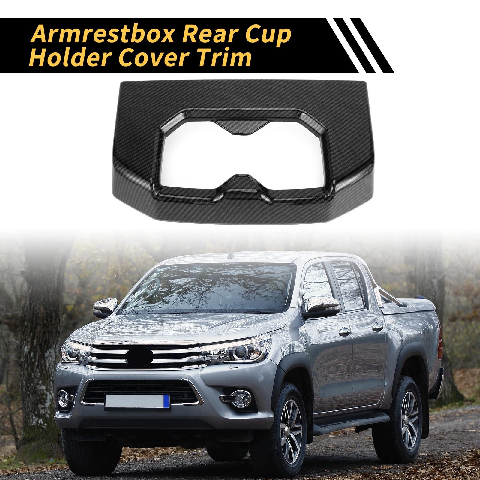 Carbon Fiber Pattern Armrest Box Rear Cup Holder Covers for Toyota Tundra (2022–2024)