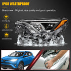 Pair Headlight Assembly for Toyota RAV4 (2016–2018) with LED DRL Black Housing