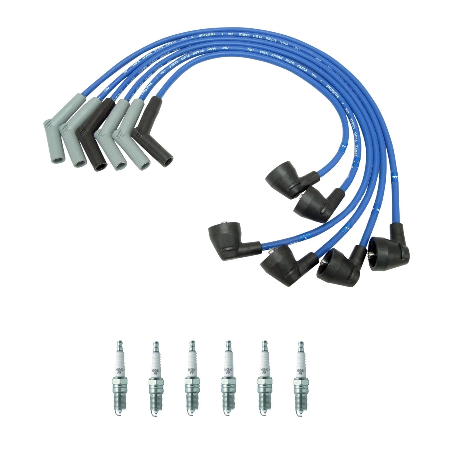 NGK Wire Set & 6 V-Power Spark Plugs for Ford Aerostar B3000 Ranger (1990–1997)