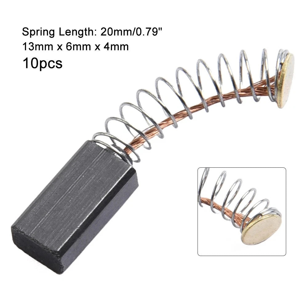Set of 10 Carbon Brushes for Electric Hammer Drills (13mm x 6 x 4mm)
