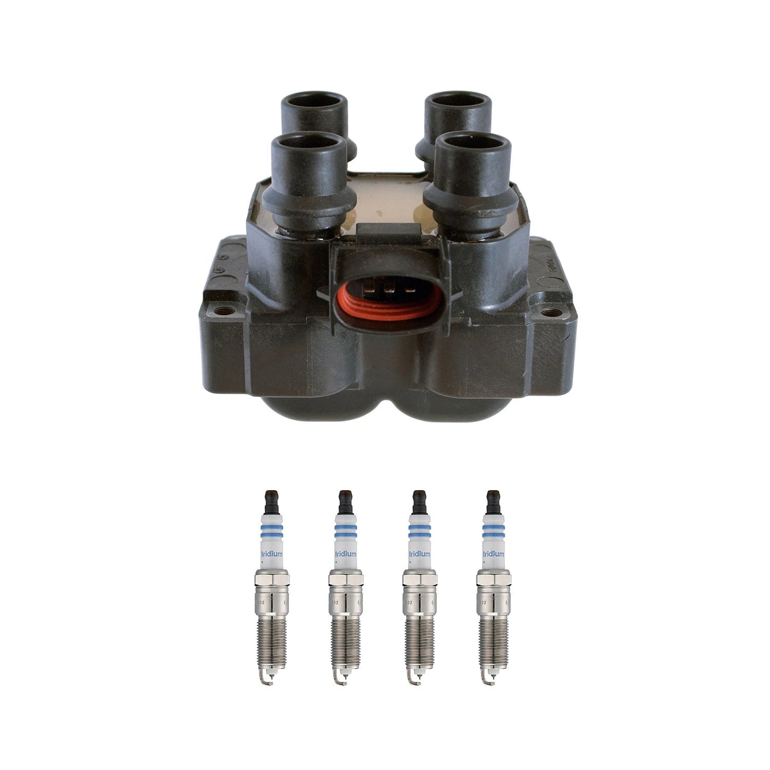 Set of 4 Denso Ignition Coils & Bosch Iridium Spark Plugs for Contour Escort (1995–2000)