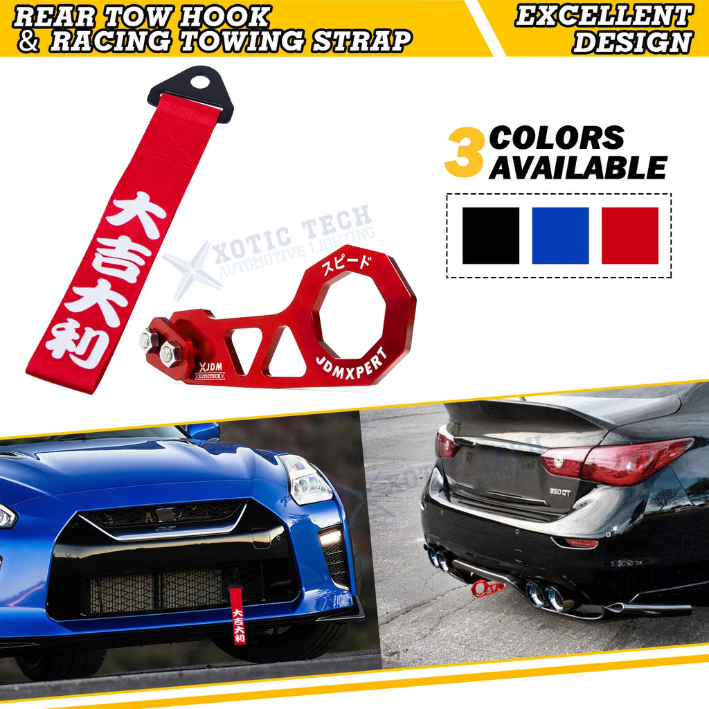 JDM Rear Tow Hook Towing Strap Decoration Kit for Auto (Set)