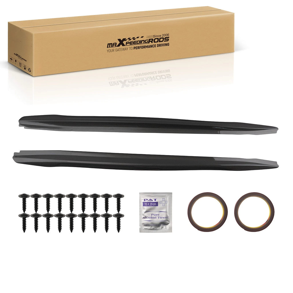 Set of 2 Side Skirt Extension Panels for Cadillac ATS-V (2016–2019) Carbon Fiber