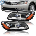Set of 2 Headlight Assembly for Volkswagen Passat (2012–2015) Black Halogen