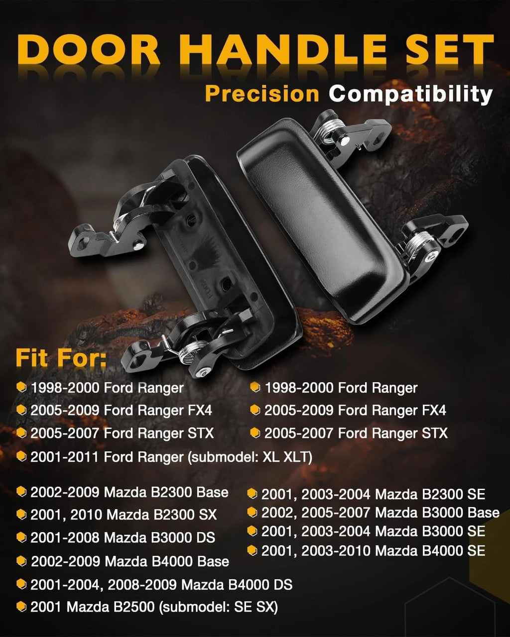 3X Metal Tailgate & Exterior Door Handle Set for Ford Ranger Mazda B2300 (1998–2011)
