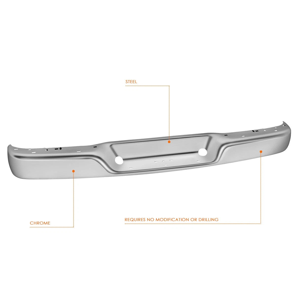 Rear Bumper for Express/Savana 1500-3500 (1996–2023) Chrome w/o Sensor Hole