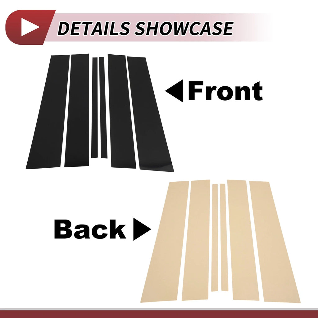 6 Pcs Door Pillar Window Trim for Nissan Armada (2004–2015) Black